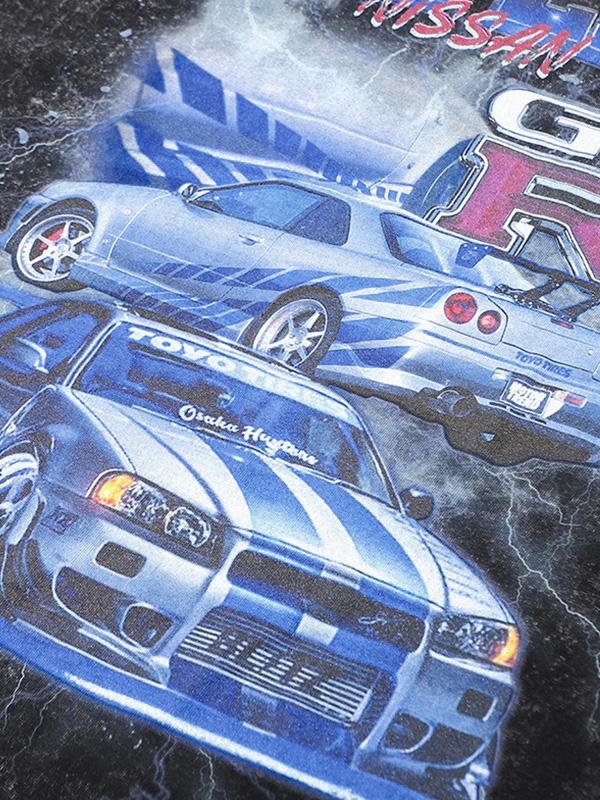 Men's Sports Car Print Washed Tee-1