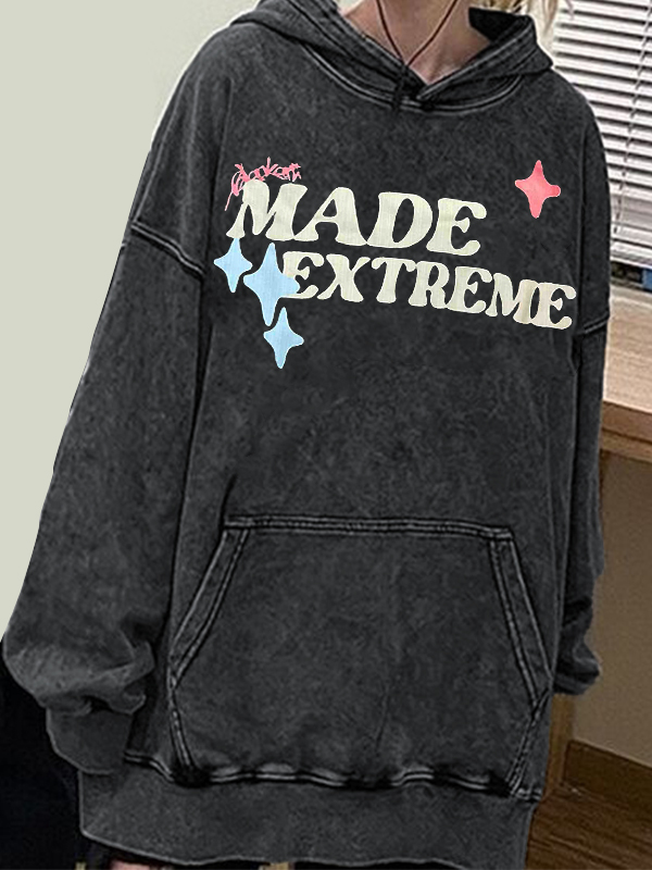 Men's Hip Pop Distressed Skull Print Oversized Hoodie-1
