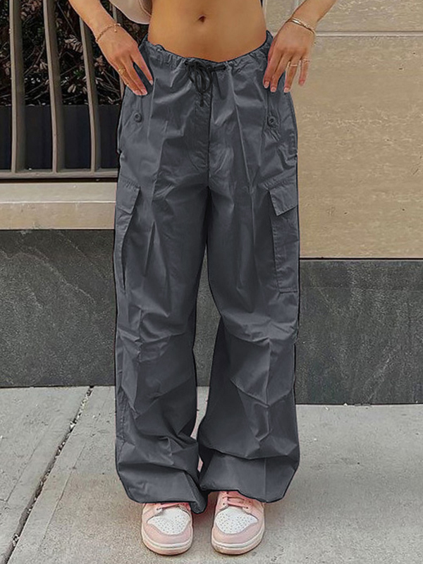 Drawstring Y2K Baggy Cargo Pants-1