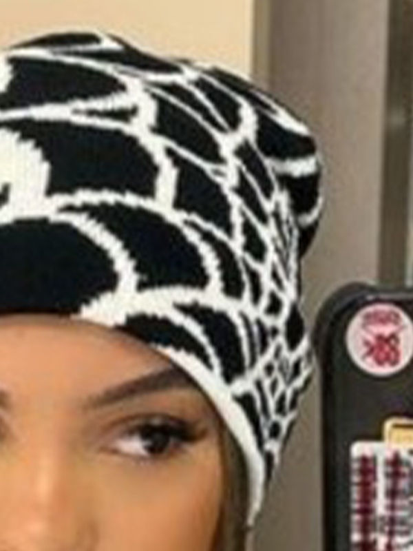 Spider Web Design Fleece Beanie Hat-1