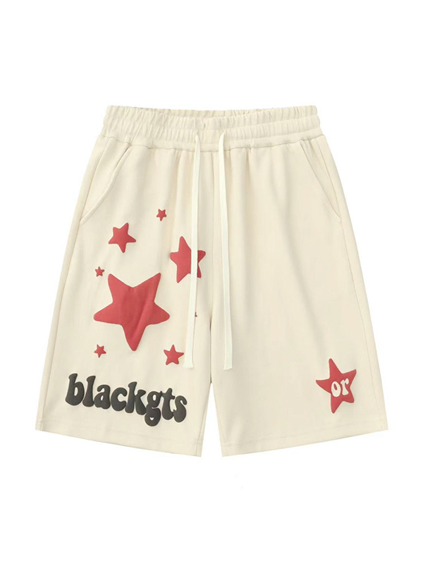 Sporty Star Print Drawstring Shorts-2